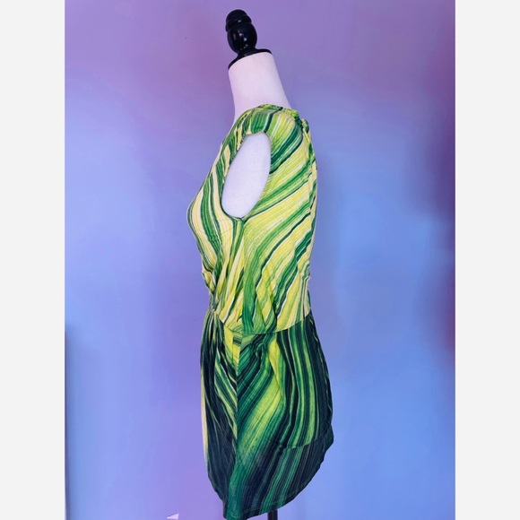 Anthropologie Vanessa Virginia Ivy Green Stripe Asymmetric Tunic - Picture 7 of 7